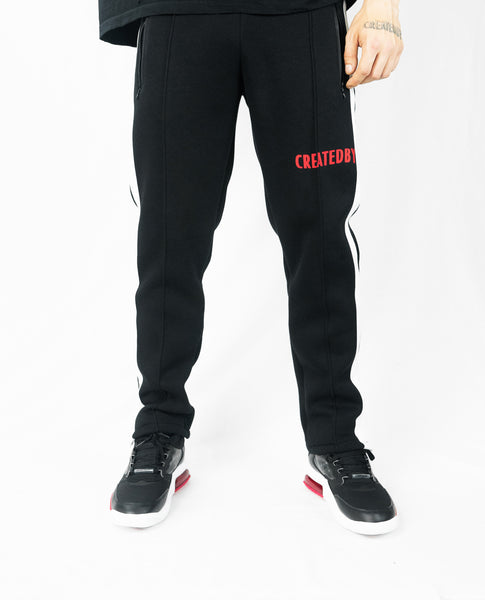 RED LOGO TRACKPANTS - createdbyns